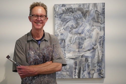 Artist Brian Sholdt in his studio