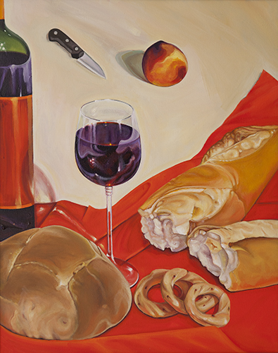 Painting of bread and wine by Steve Mairella