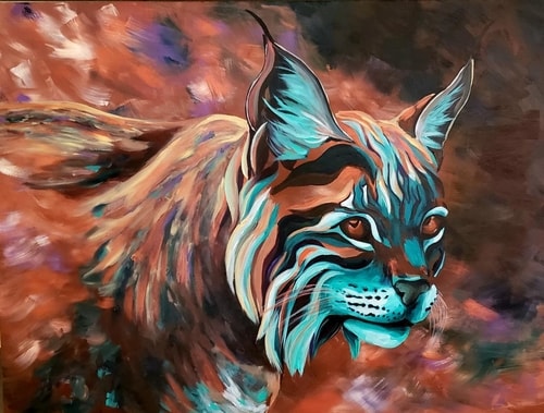 Acrylic painting of a Lynx by Danielle Powers