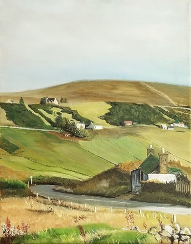 Oil landscape painting of a rural scene by Deb Bergren