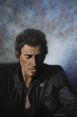 Oil portrait of Bruce Springsteen by Lisa Botto Lee