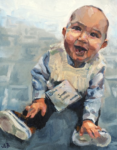 Oil portrait of a baby named Jacob by Jennifer Beaudet