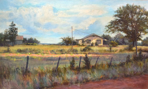 Oil landscape painting of a Mississippi home by Dot Courson