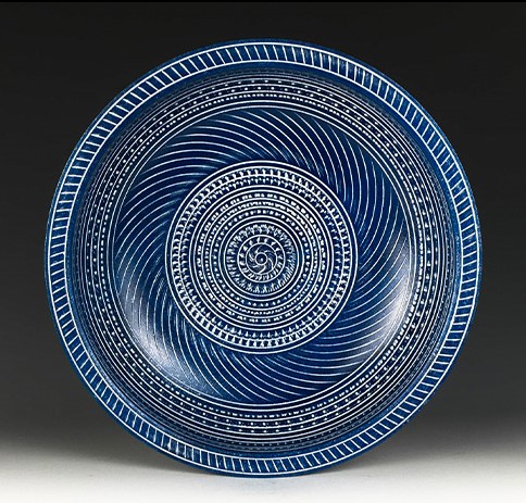 Blue painted Maple wood bowl by Jeff Hornung