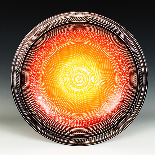 Painted maple bowl by Jeff Hornung