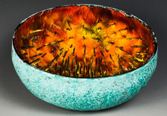 Wood turned painted maple bowl by Jeff Hornung