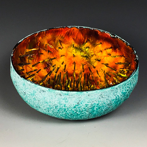 Wood turned painted maple bowl by Jeff Hornung