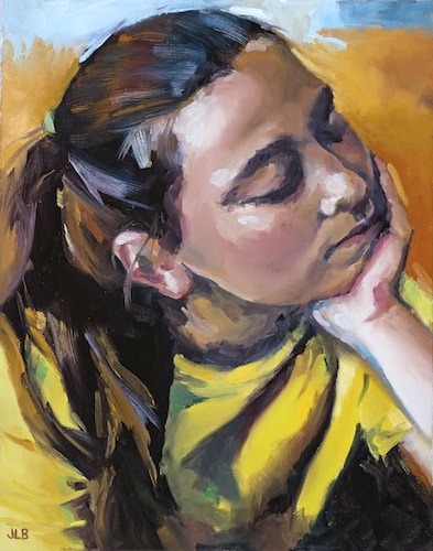 Oil portrait of a young girl by Jennifer Beaudet
