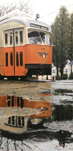 Acrylic painting of an old trolley by Jed Sutter