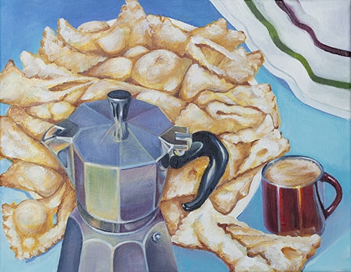 Painting of coffee and Italian pastries by Steve Mairella