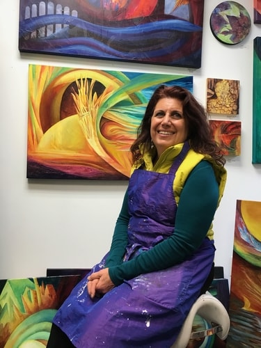 Artist Rosana Azar in her studio