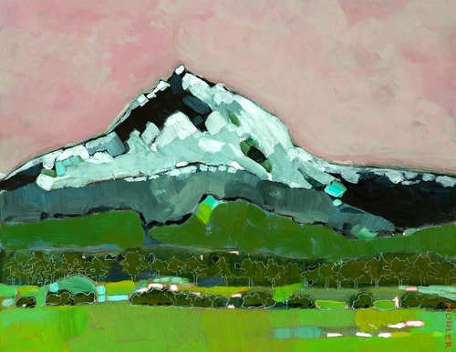 Contemporary abstract painting of Mt. Hood by Dorothy Mohler