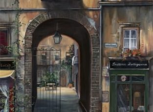 Oil painting of an arch in Cinzano, Sienna, Italy by Barbara Davies