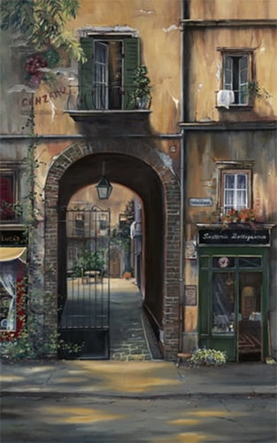 Oil painting of an arch in Cinzano, Sienna, Italy by Barbara Davies
