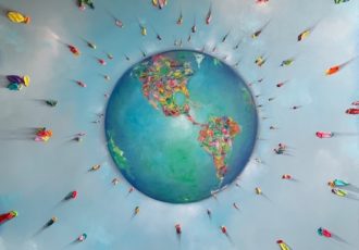 Abstract figurative painting of the earth by Leticia Herrera