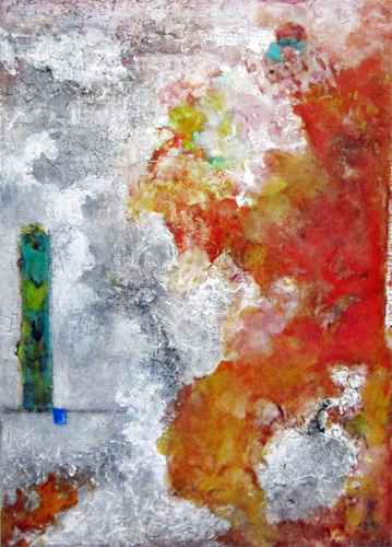 Abstract encaustic and acrylic painting by Bela Fidel