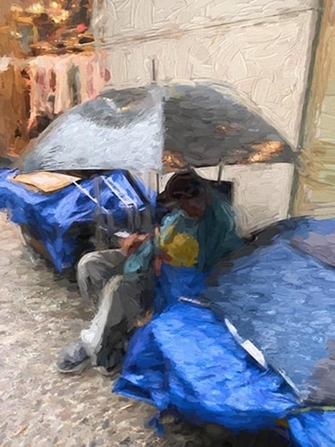 Digital image of a homeless man in NYC by Sheila Smith