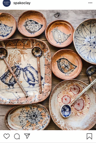 Instagram feed featuring handmade pottery by Julie Spako