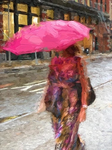 Digital image of a rainy NYC street by Sheila Smith