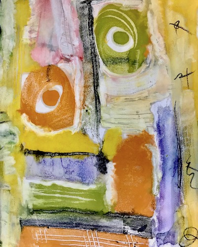 abstract encaustic monotype painting by Patricia Leeds