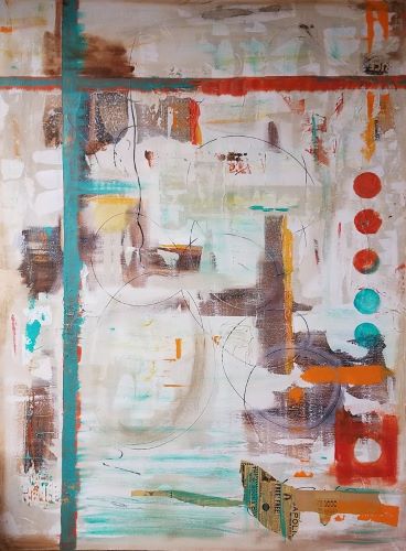 Abstract mixed media painting of Mercury Blvd by Theresa Wells Stifel