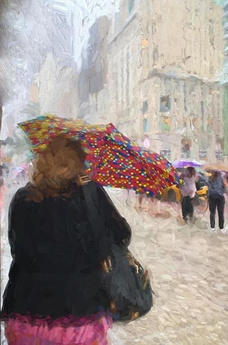 Digital image of a rainy NYC street by Sheila Smith