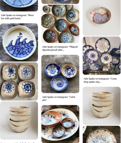 Pinterest feed for hand-painted pottery