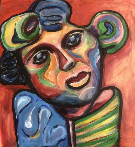 Abstract expressionist portrait of a woman by Veerle Coucke
