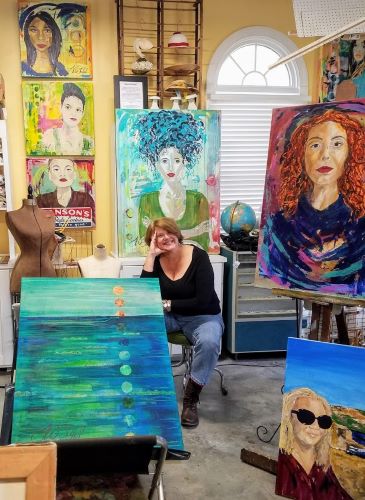 Artist Theresa Wells Stifel in her studio