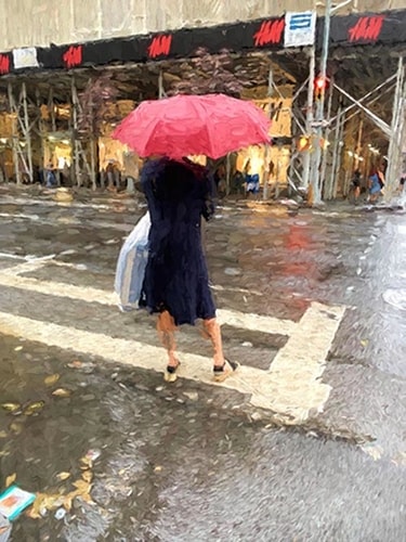 Digital image of rainy street scene in NYC by Sheila Smith