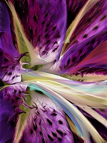 Abstract digital photography image of fuschia and lilacs by Cindy Greenstein