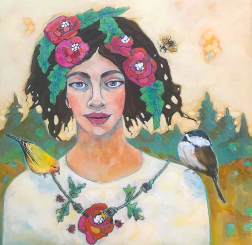 contemporary abstract portrait of a woman in nature by Dorothy Mohler