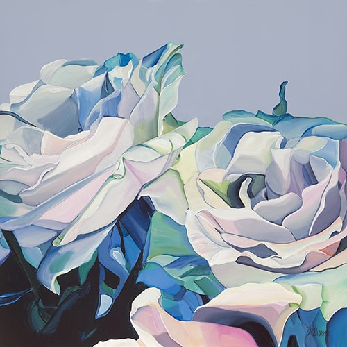 Painting of white roses by Neena Buxani