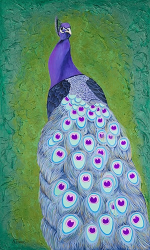 Painting of a peacock by Neena Buxani