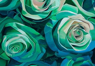 Painting of blue roses by Neena Buxani