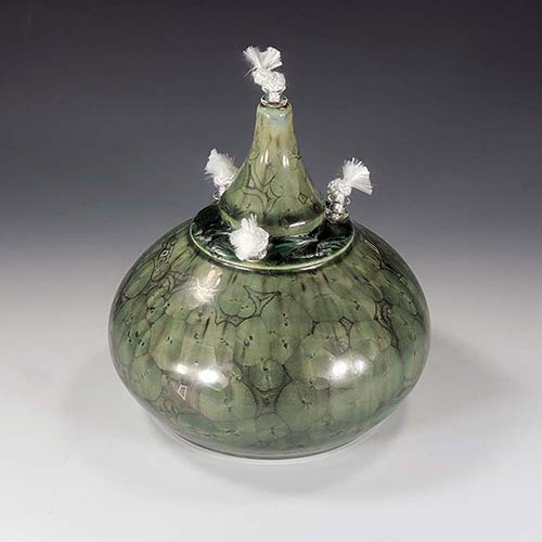 Crystalline glaze oil lamp by Morgan Harris