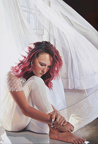 Painted portrait of a teenage girl named Adeline by Laara Cassells