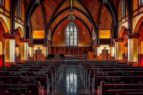 Digital photograph of a church interior by Luis Almeida