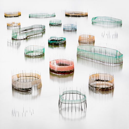 Digital photograph of colored crab cages by Hilda Champion