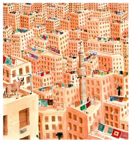 Watercolor of Maadi, Cairo by Marcus Goldson