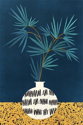 Digital image of a potted palm at night by Kristian Gallagher