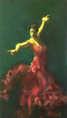 Impressionistic painting of a Flamenco dancer by Donald Hildreth