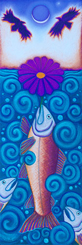 Symbolic soft pastel of a fish by Julie Higgins