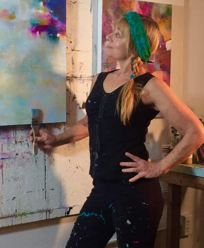 Artist Laurie DeVault in her studio