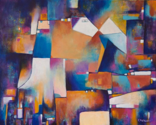 Abstract painting of a pueblo sunset by Laurie DeVault