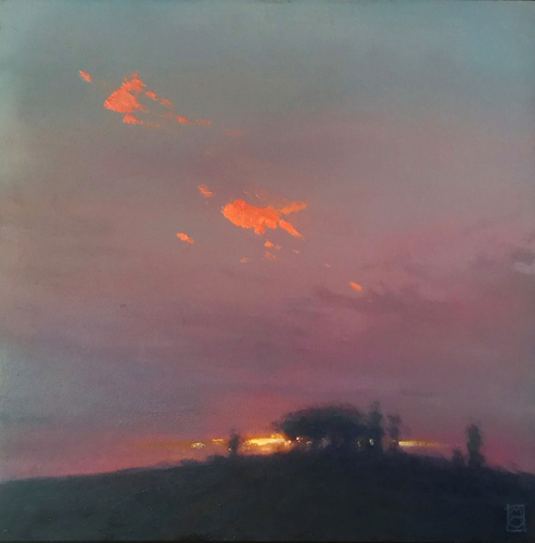 Oil landscape painting of a sunset by Michael Orwick