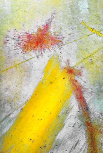 Yellow and orange abstract photo closeup of junk