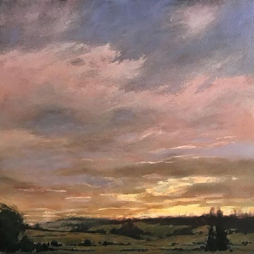 OIl landscape painting of a cloud filled sky by Michael Orwick