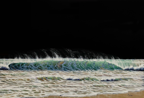 painting of the ocean at night by Mark Waller