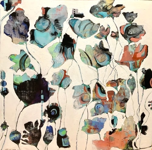 Abstract floral painting by Melanie Ferguson